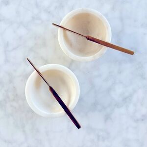 LAST CHANCE‼️ Set of TWO Marble Butter Bowl & Golden Knife